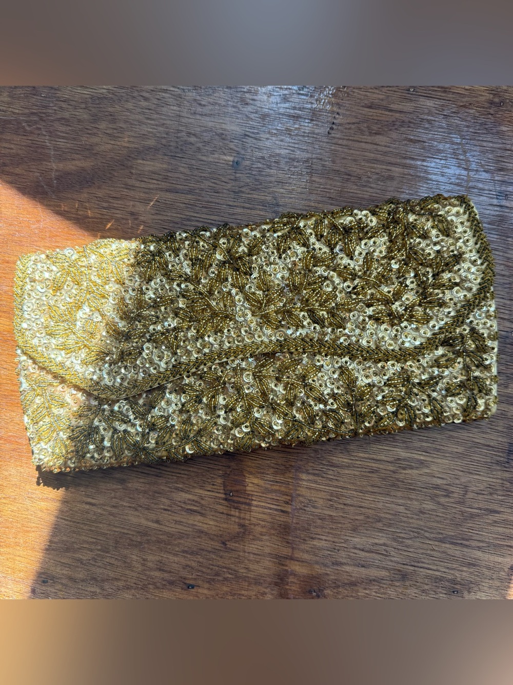 Vintage Gold Sequin Embellished Clutch Wristlet